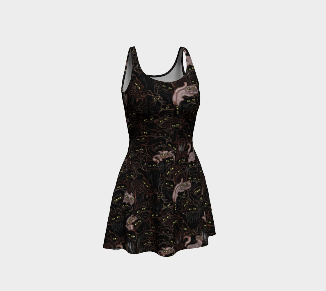 Black Cats Flare Dress