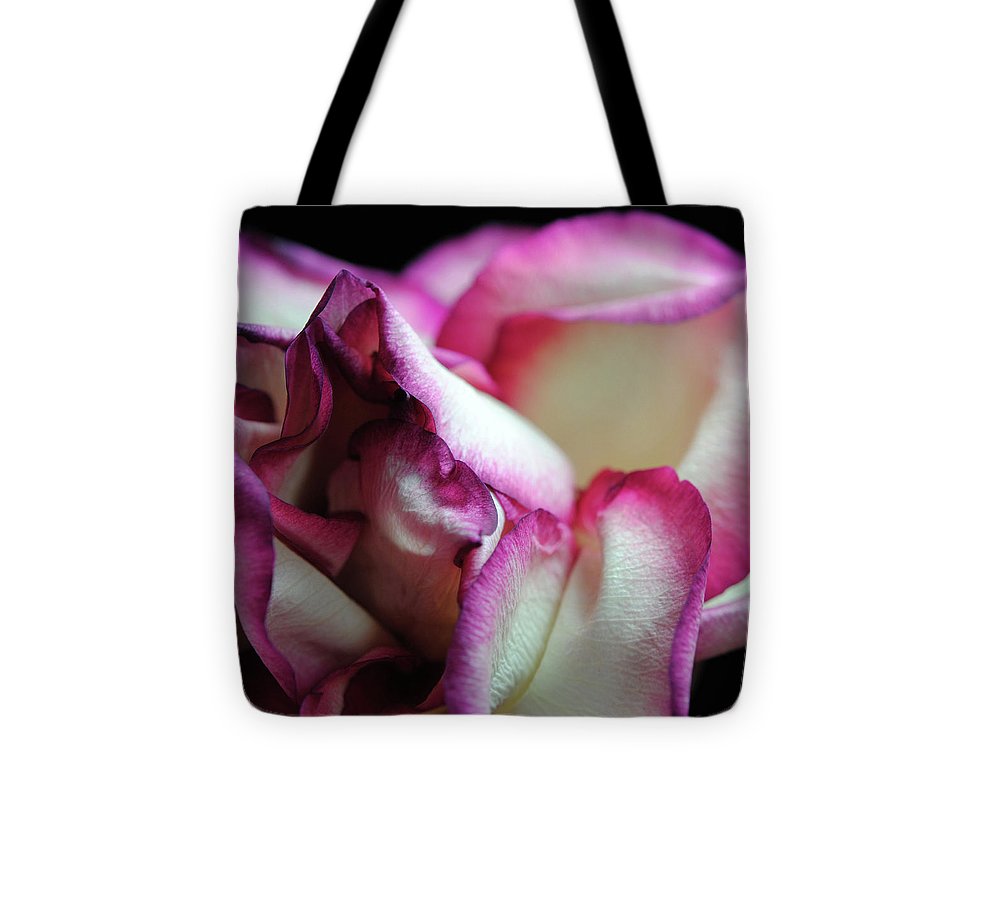 Pink Lined White Rose - Tote Bag