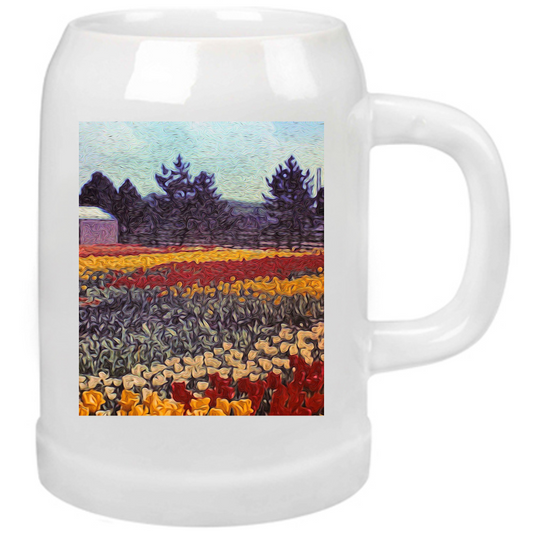 Boccale Birra Vintage Field Of Tulips Beer Mug