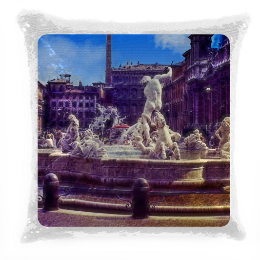 Cuscino Pailettes Vintage Fountain In Italy Sequin Pillow