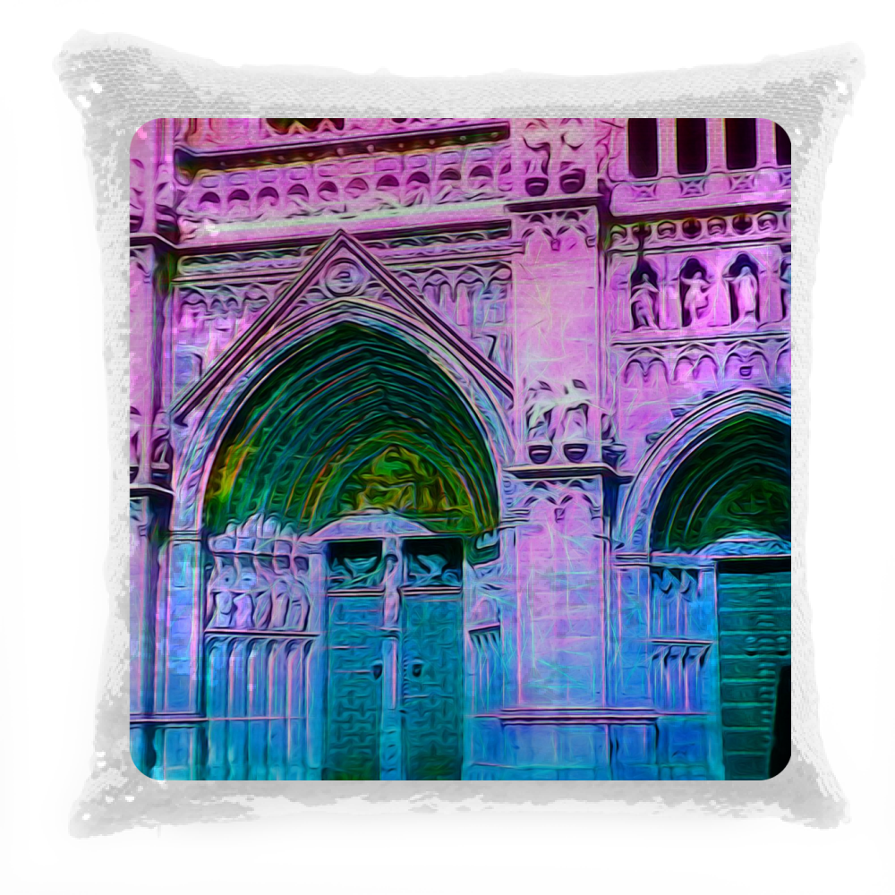 Cuscino Pailettes Cathedral In Pink and Blue Sequin Pillow