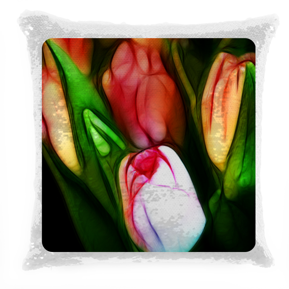 Cuscino Pailettes Pink Tulips Sequin Cushion