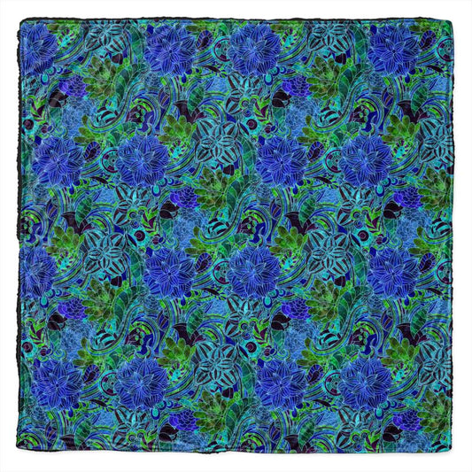 Blue Green Flower Pattern Throw
