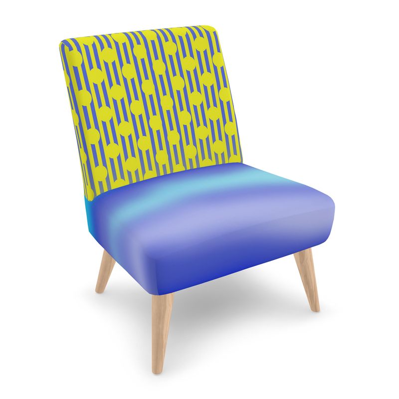 Blue Gradient Yellow Polkadot Stripes Occasional Chair
