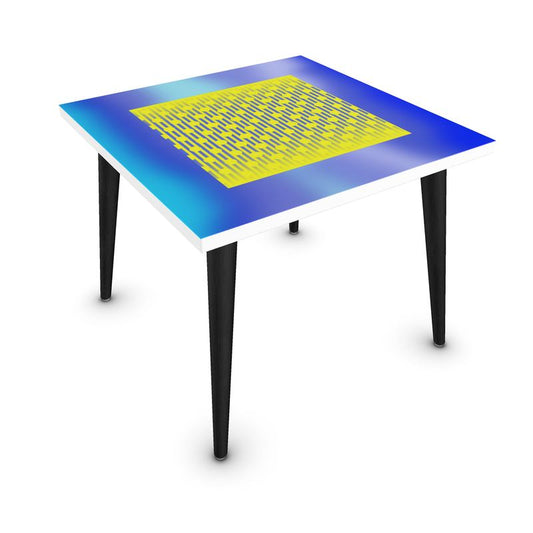 Blue Gradient and Yellow Polkadot Stripes Coffee Table