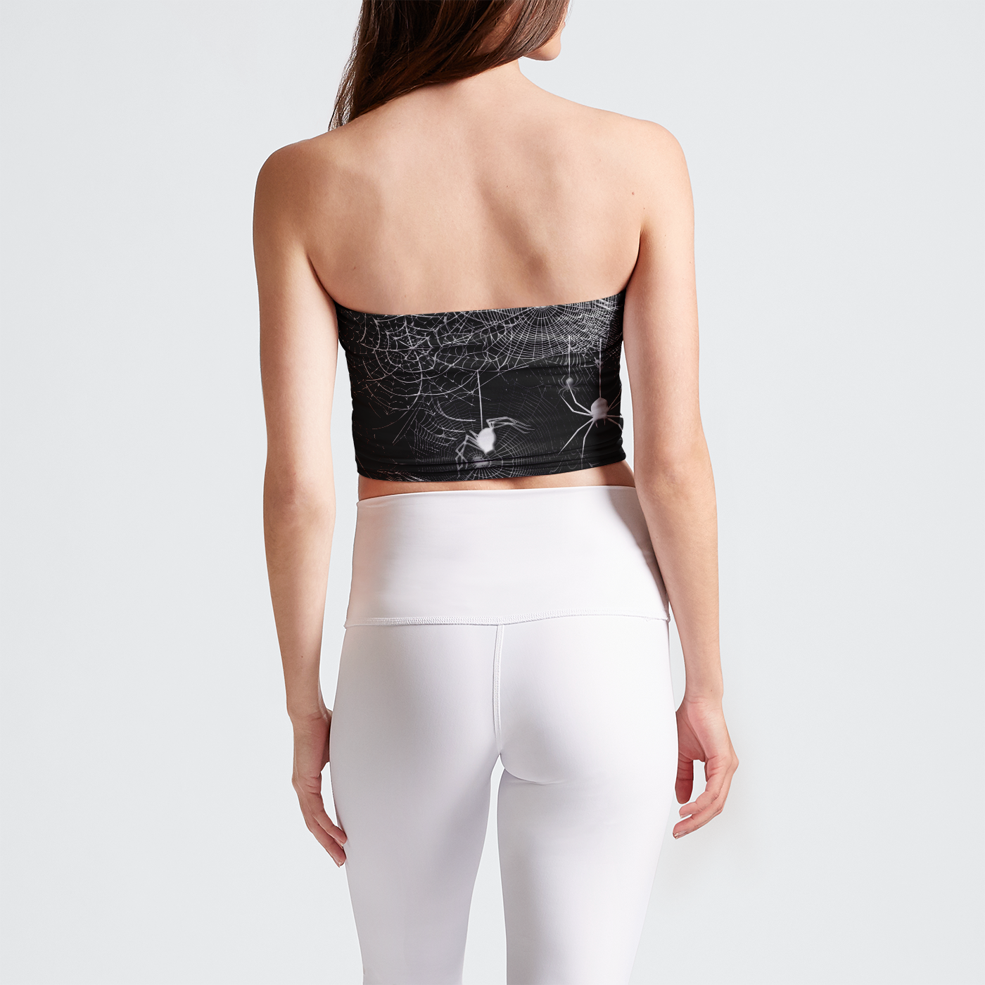 Black and White Spider Webs Tube Top