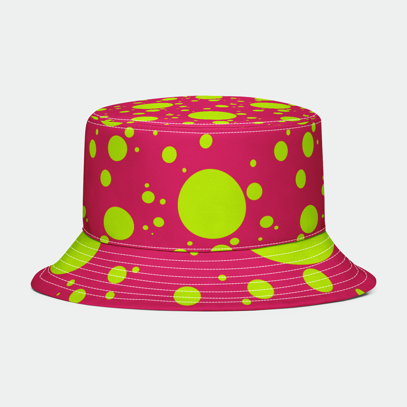 Pink and Yellow Polkadots Bucket Hat