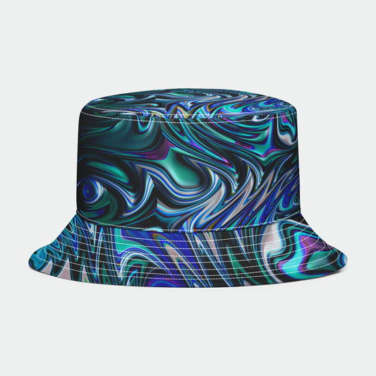 Blue Swirl Fractal Bucket Hat