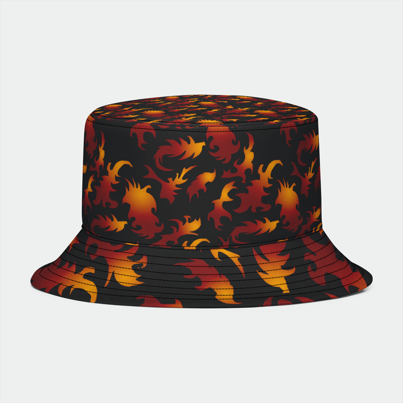 Abstract Flames Pattern Bucket Hat