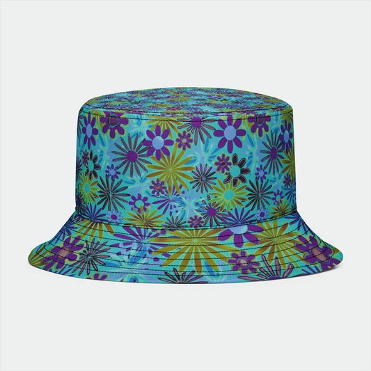 Purple and Green Daisies Bucket Hat