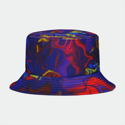 Red Blue Yellow Paint Abstract Bucket Hat
