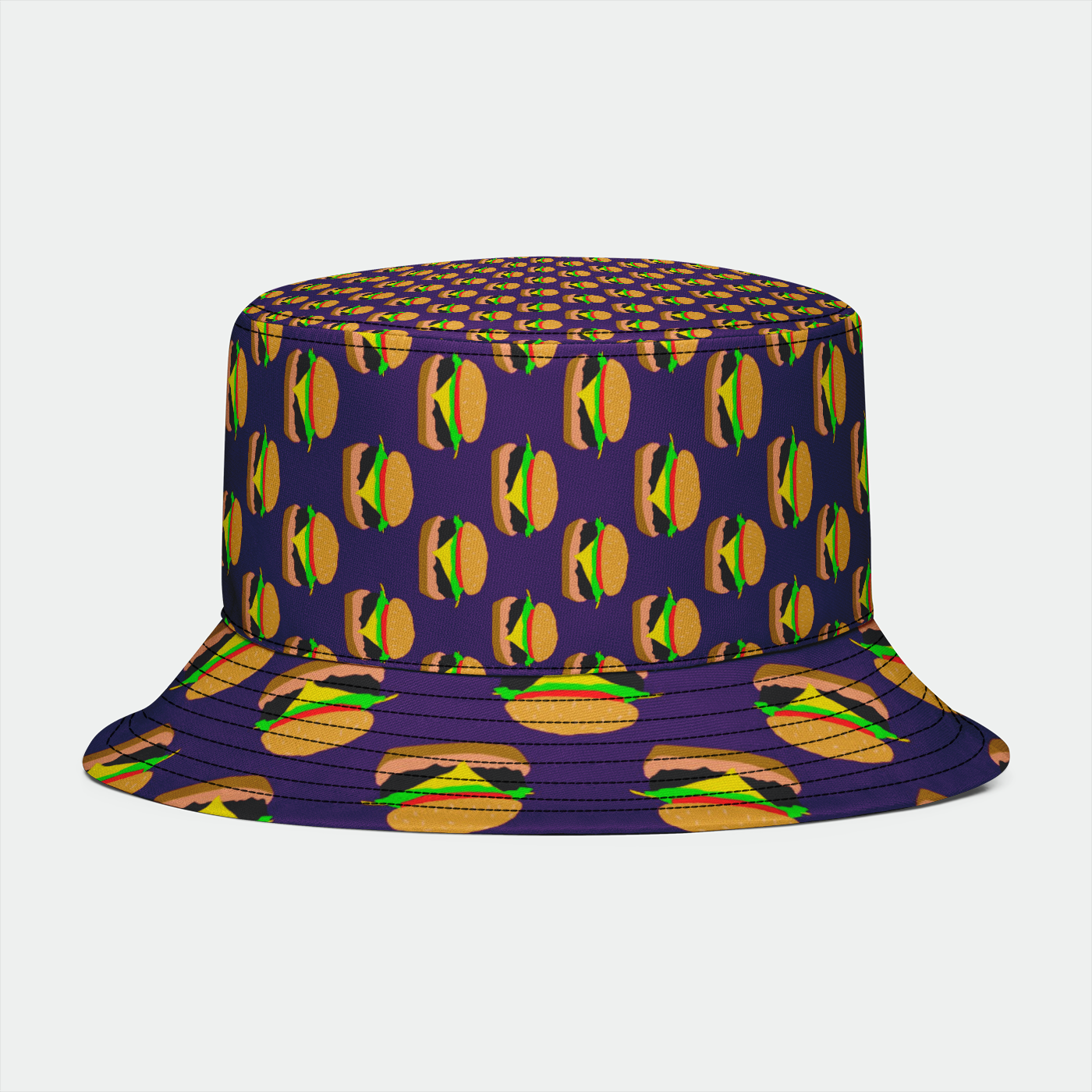 Burger Pattern Bucket Hat