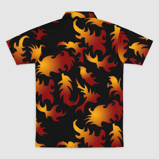 Abstract Flames Pattern Mens Polo Shirt