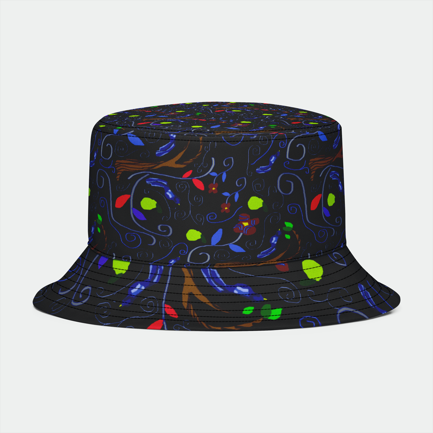 Birds and Scrolls Bucket Hat