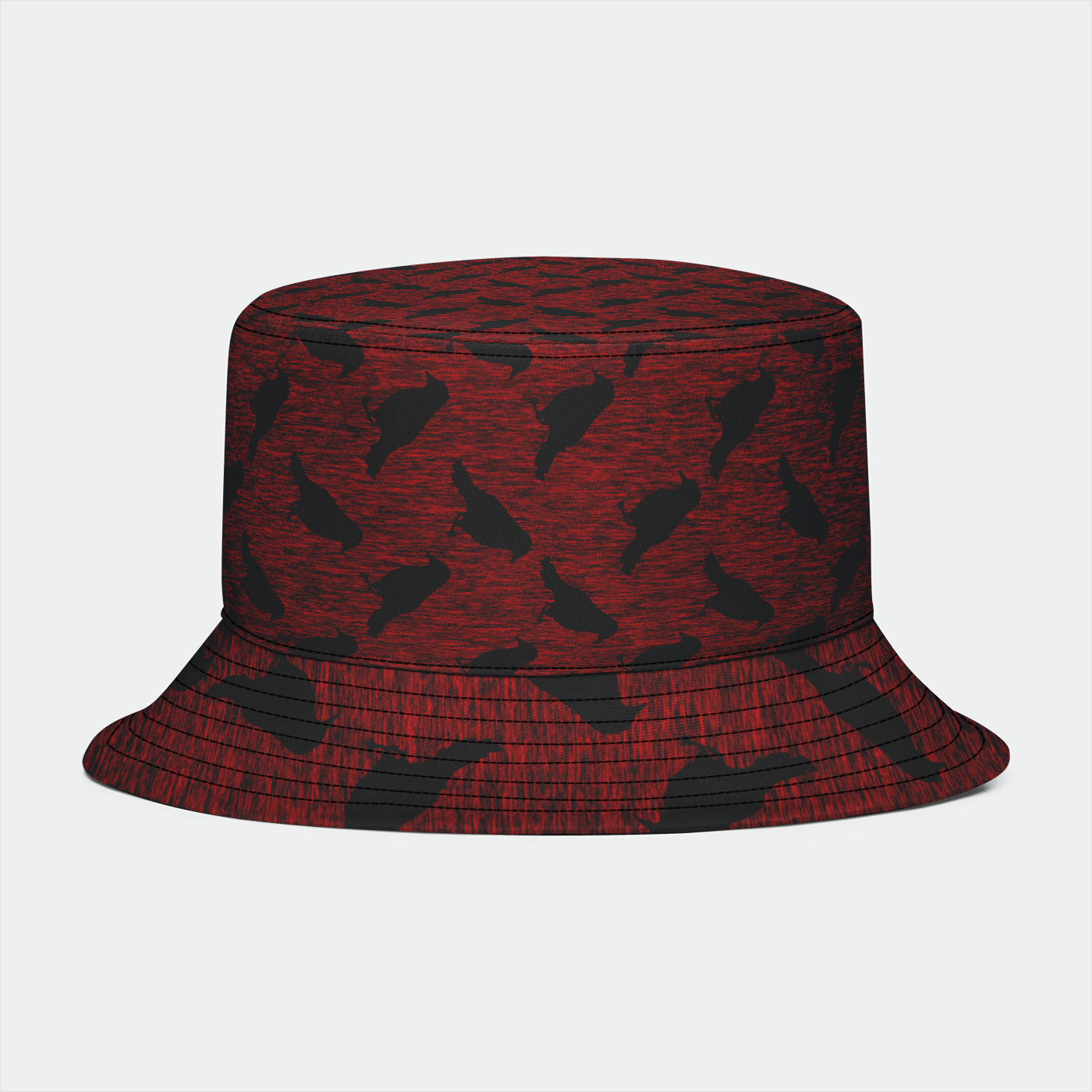 Ravens On Red Pattern Bucket Hat