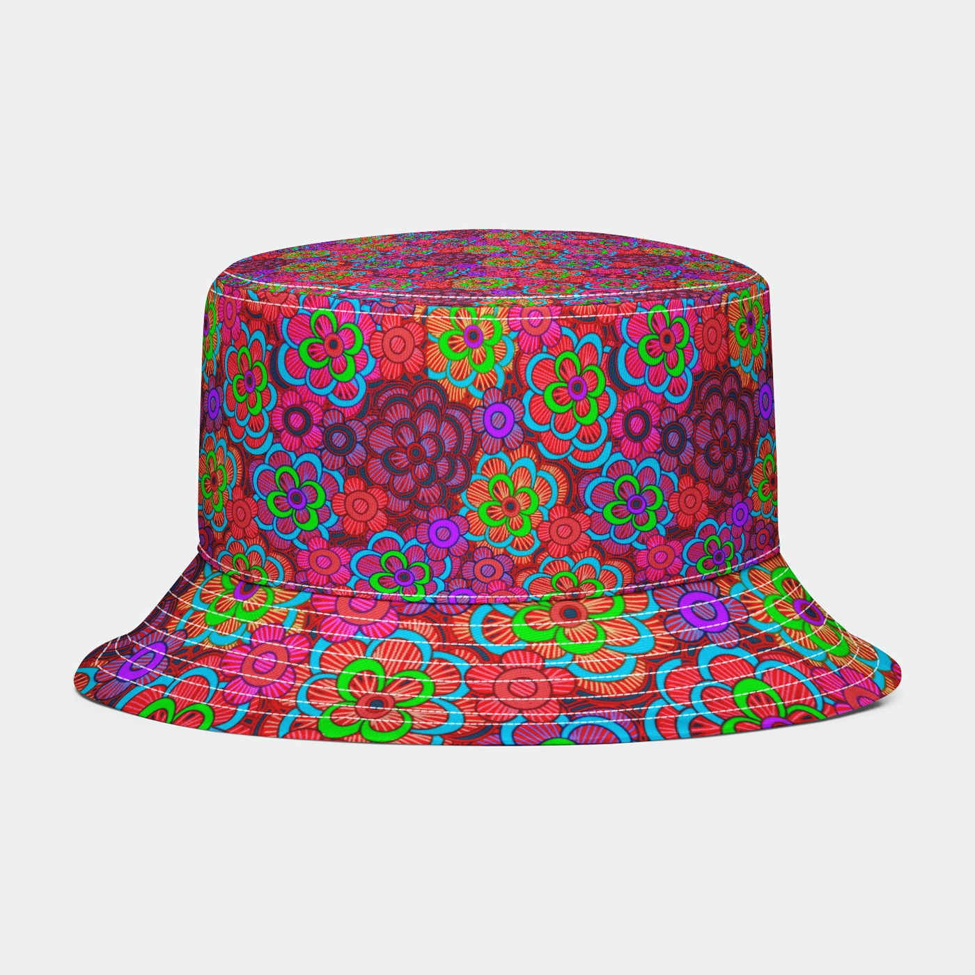 Pink Stripe Flower Pattern  Bucket Hat