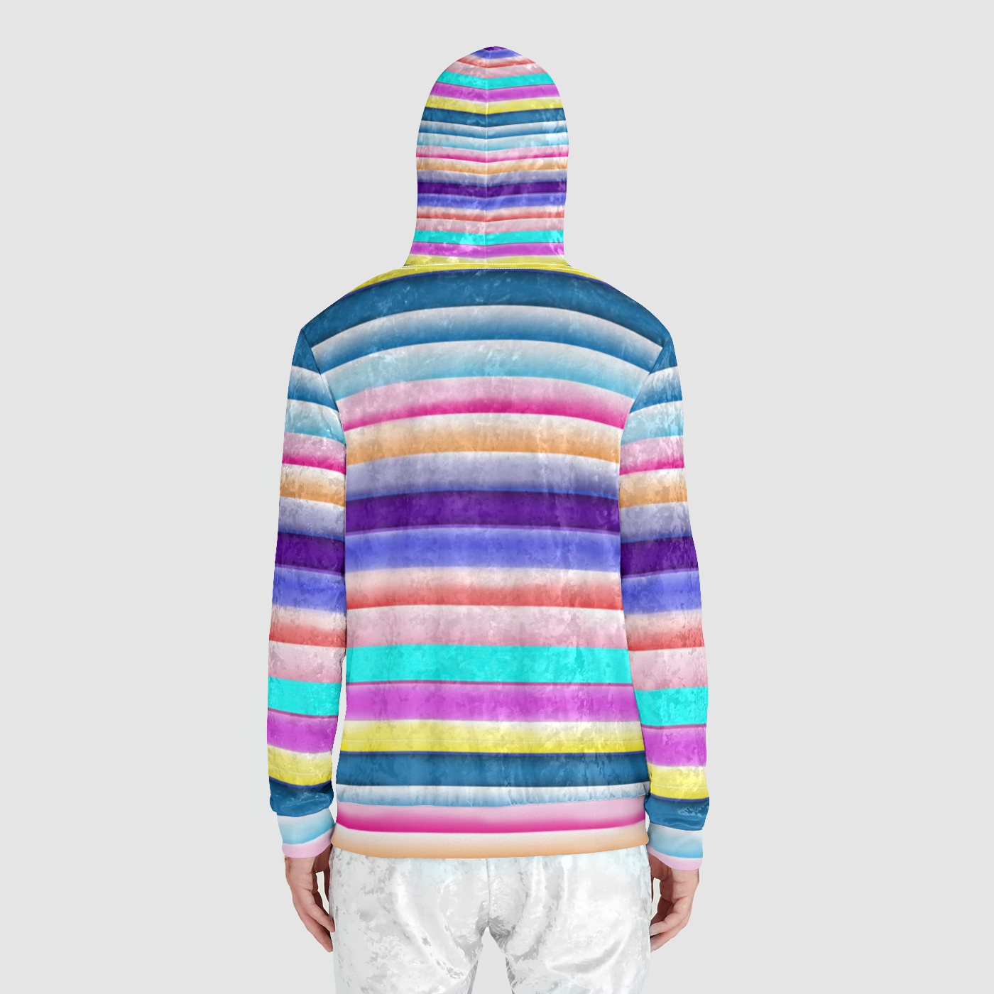 Cotton Candy Stripes Unisex Zip Relaxed Velvet Hoodie