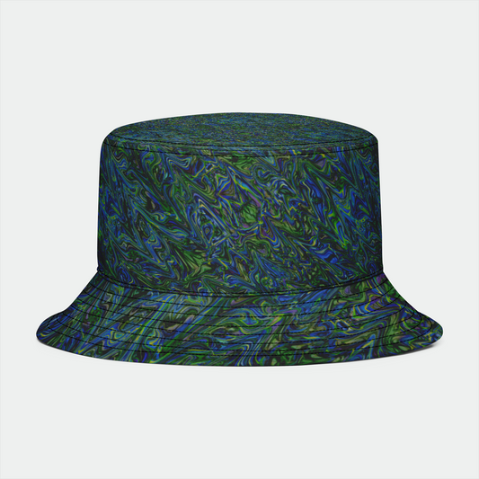 blue Green Liquid Marbling Bucket Hat