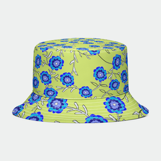 Blue Flowers on Yellow Bucket Hat