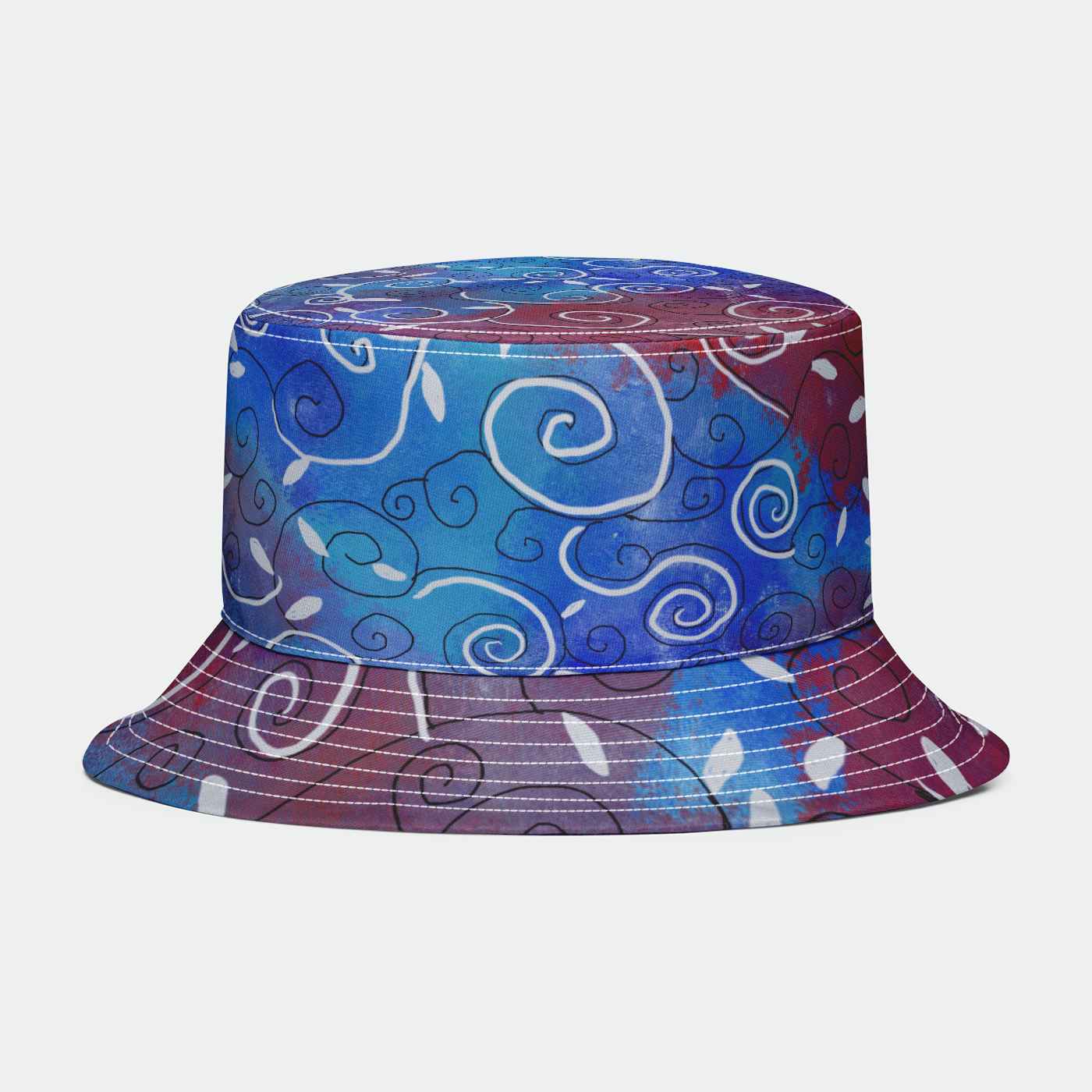 Blue and White Swirls Bucket Hat