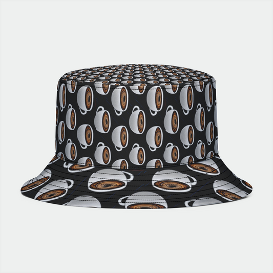 Coffee Cups and Stripes Bucket Hat