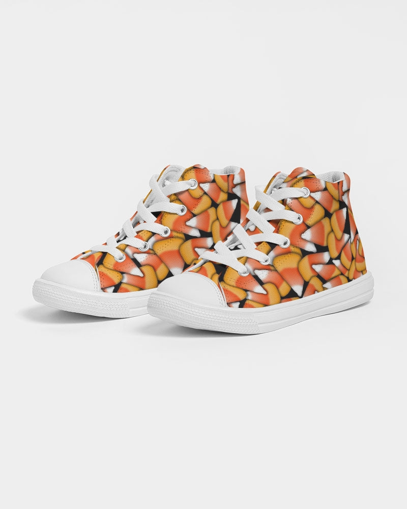 Candy Corn Pattern Kids Hightop Canvas Shoe