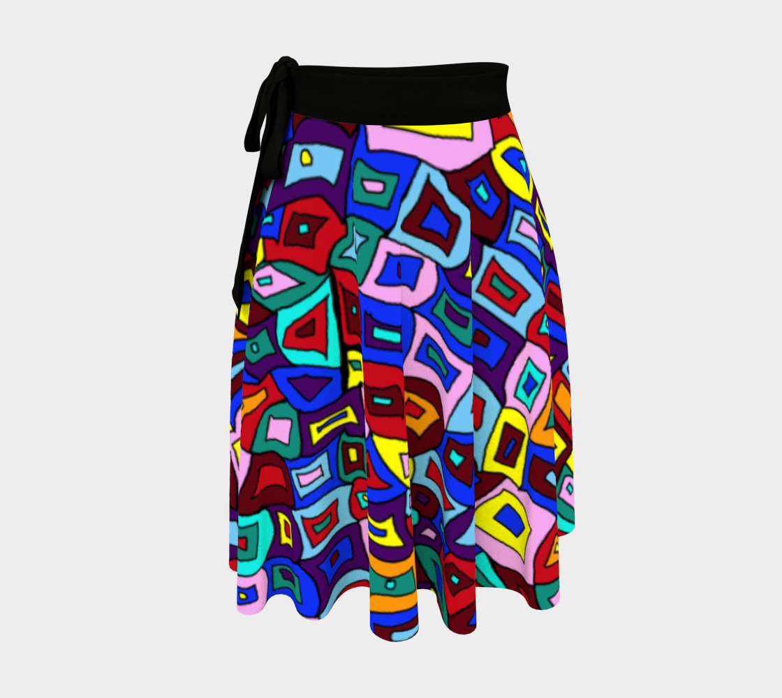 Wavy Squares Pattern Wrap Skirt
