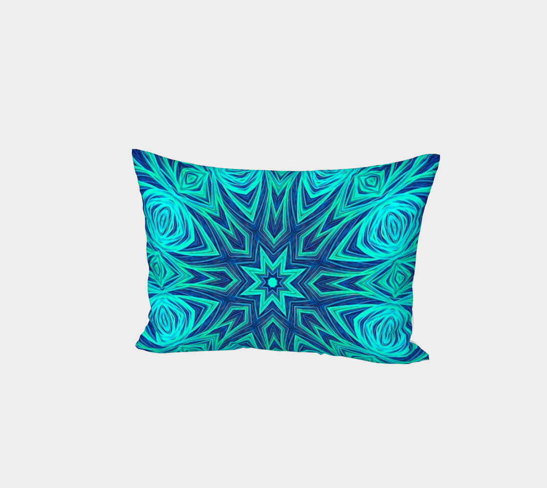 Blue Ice Fractal Kaleidoscope Bed Pillow Sham