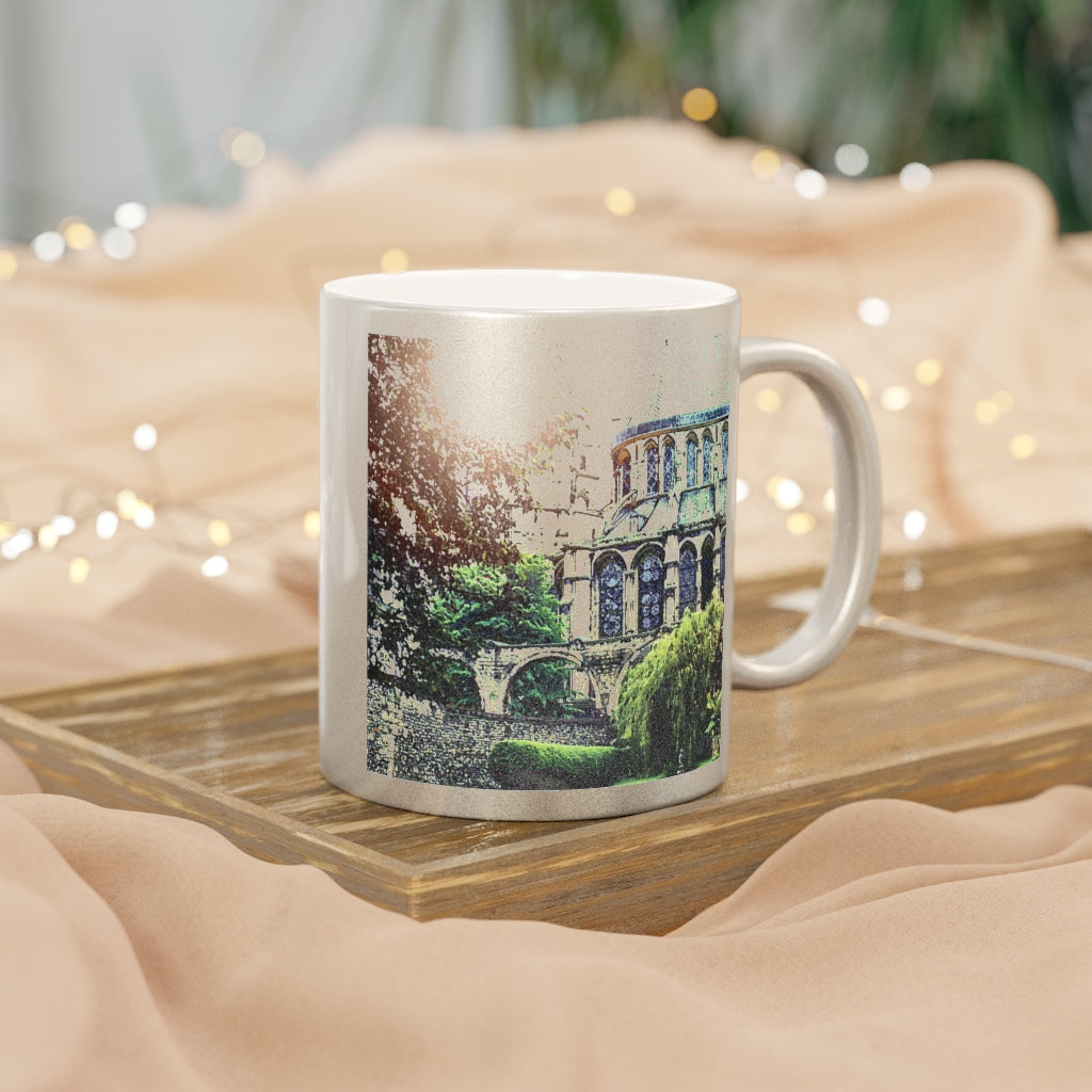 Cathedral In Green Metallic Mug (Silver\Gold)