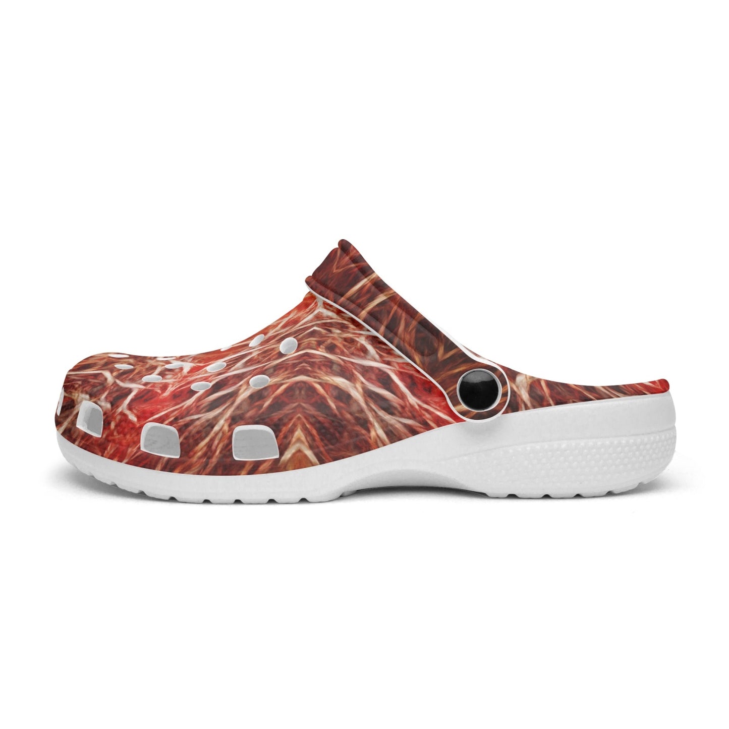 Red Plasma Kaleidoscope 413. All Over Printed Clogs