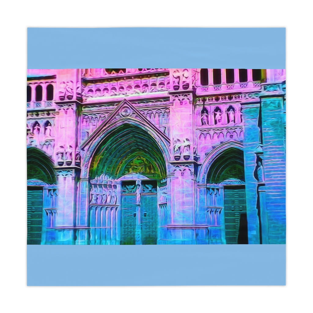 Cathedral Doors In Pink and Blue Table Cloth