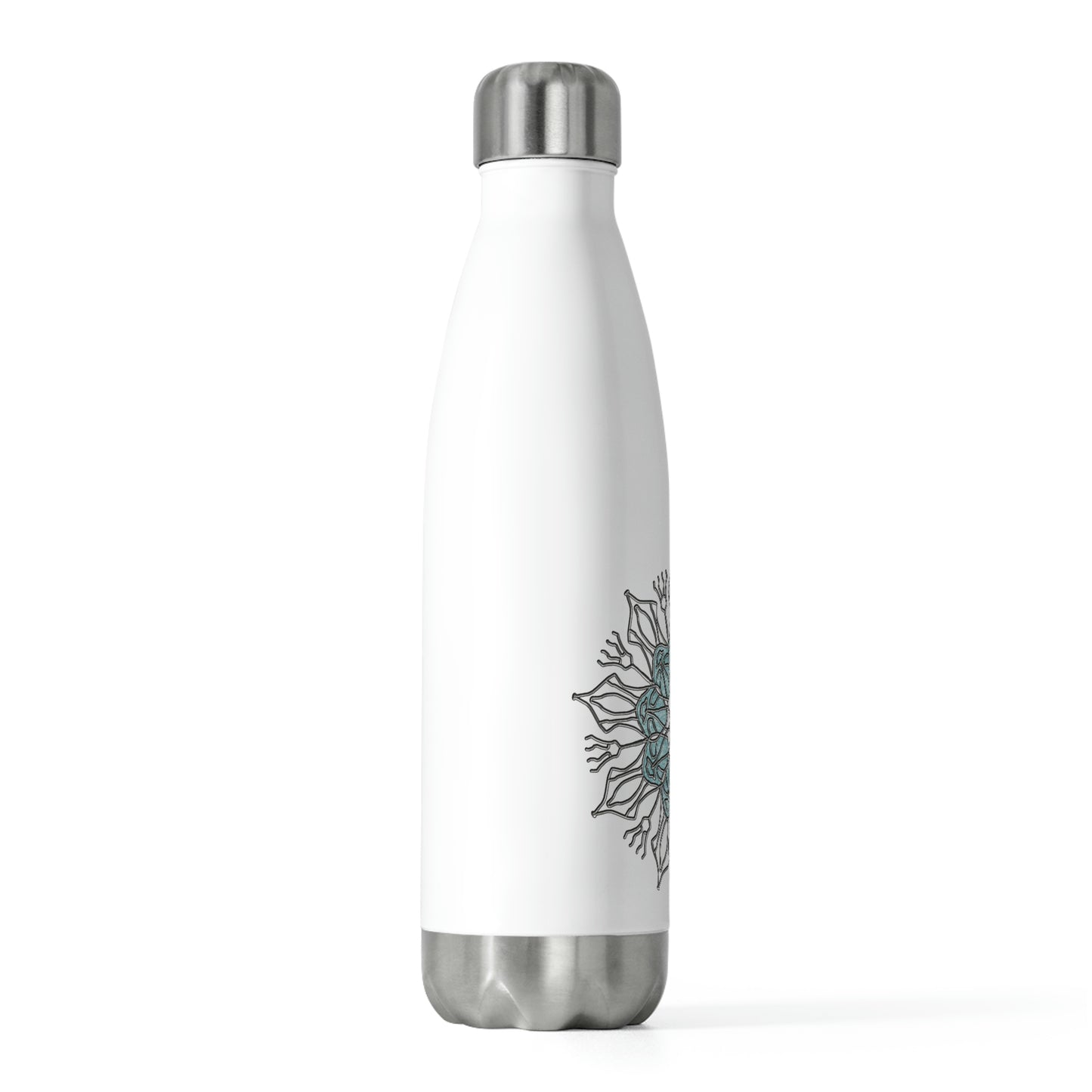 Black Thermos Bottle With Mandala, Water Bottle, Travel Bottle