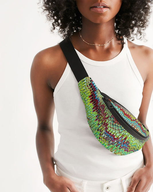 Cool Green Marbled Crossbody Sling Bag