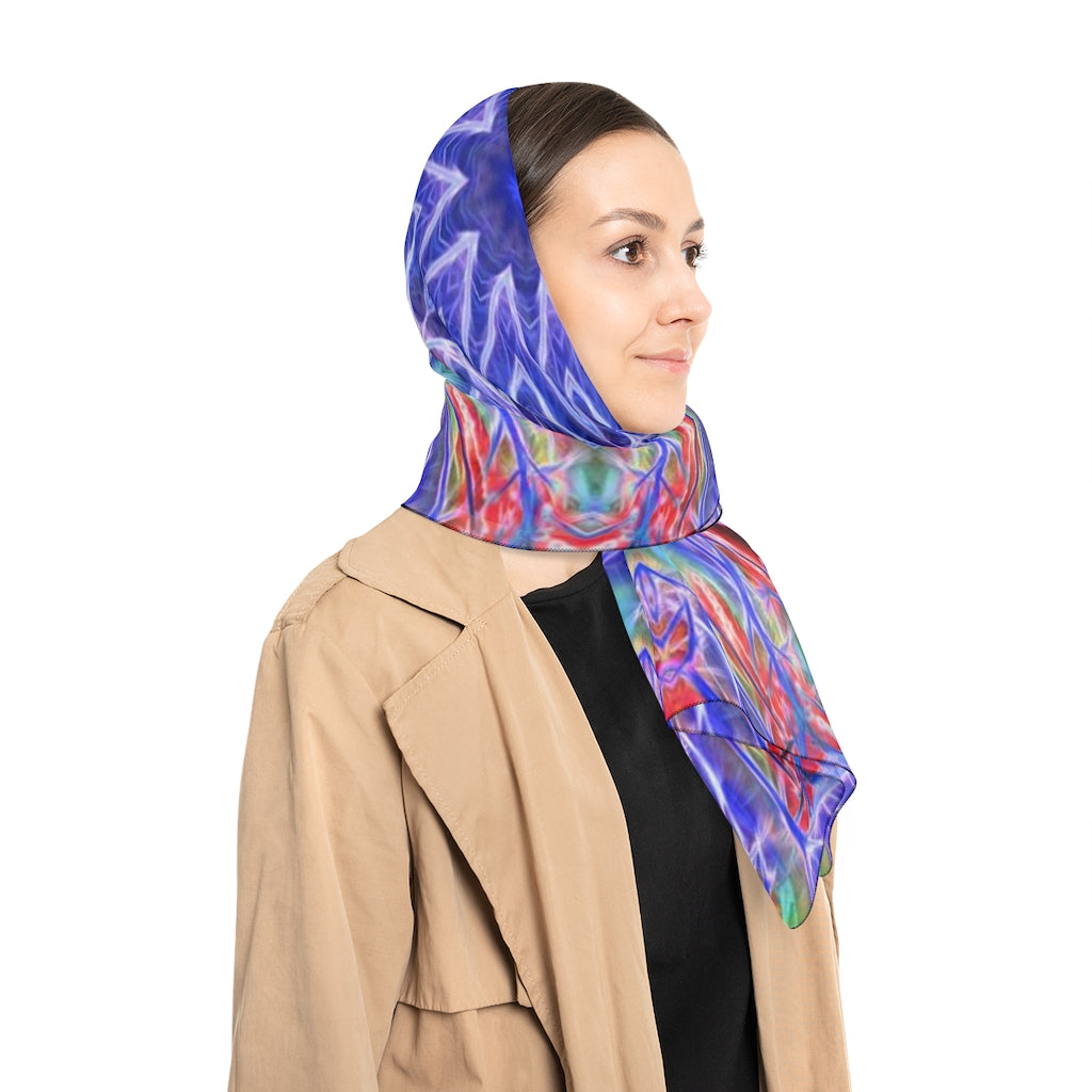 Blue Red Kaleidoscope Poly Scarf