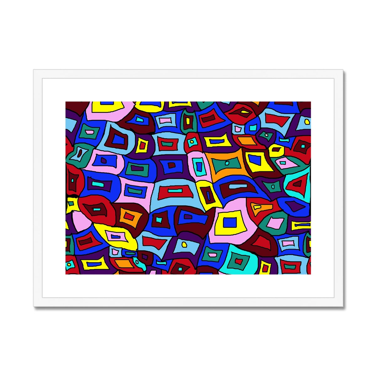 Wavy Square Pattern Framed & Mounted Print