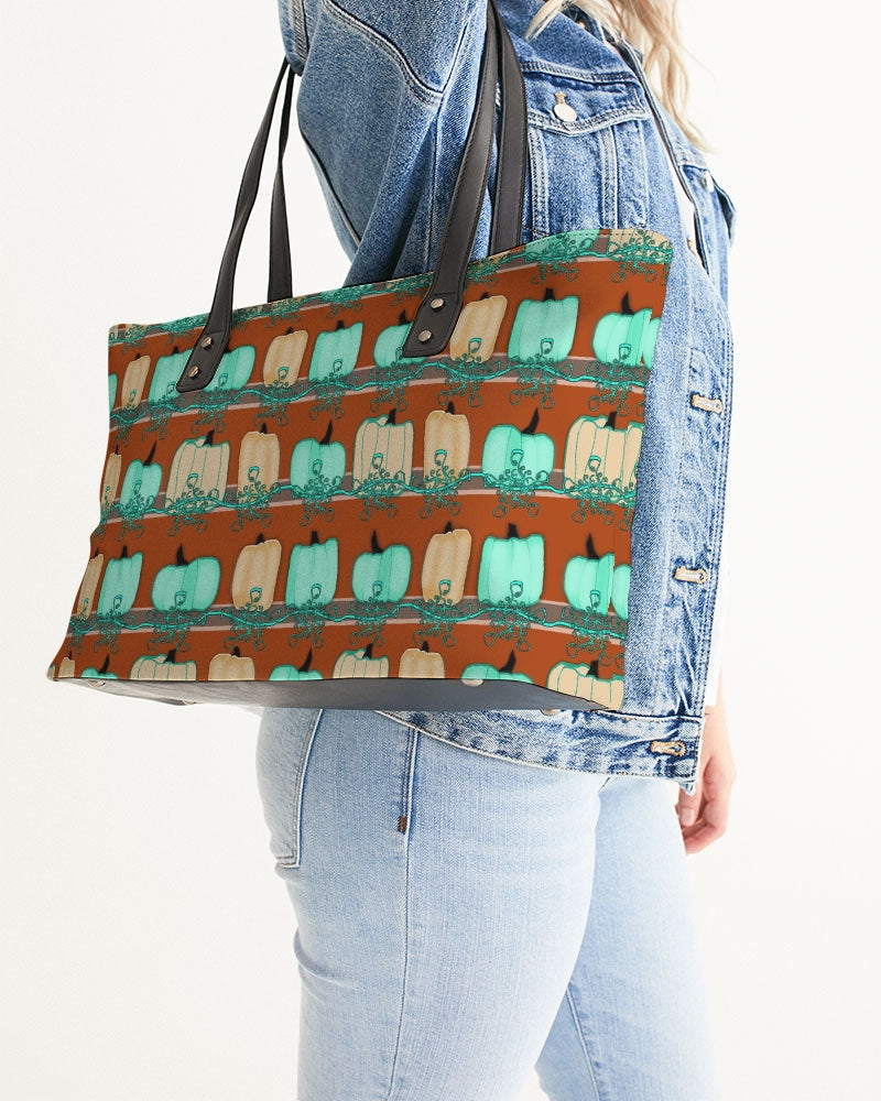 Blue Green Pumpkins Stylish Tote