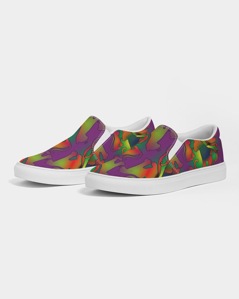 Abstract Rainbow Cats Pattern Women's Slip-On Canvas Shoe