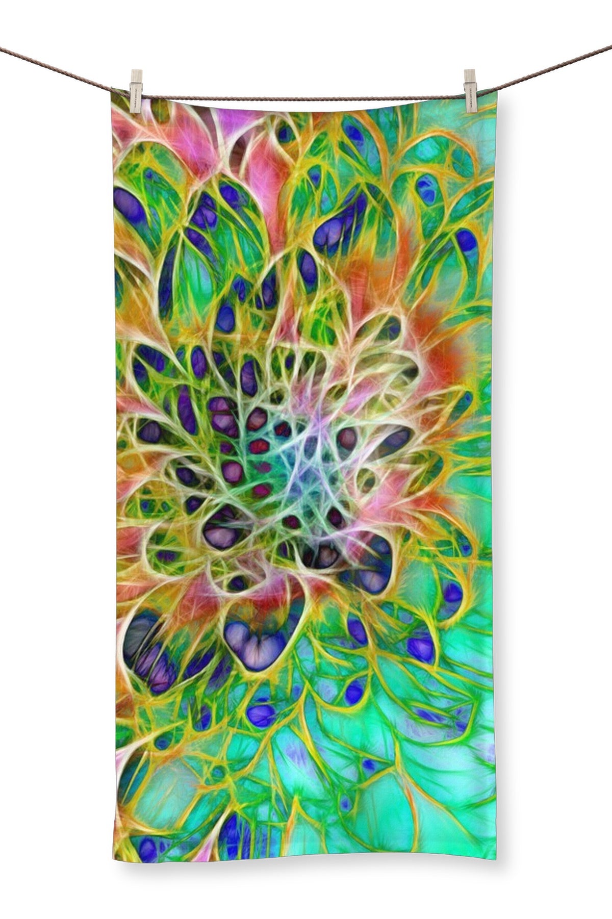 Abstract Peacock Chrysanthemum Towel