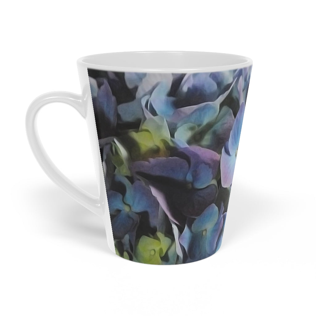 Blue and Purple Hydrangea Latte Mug, 12oz