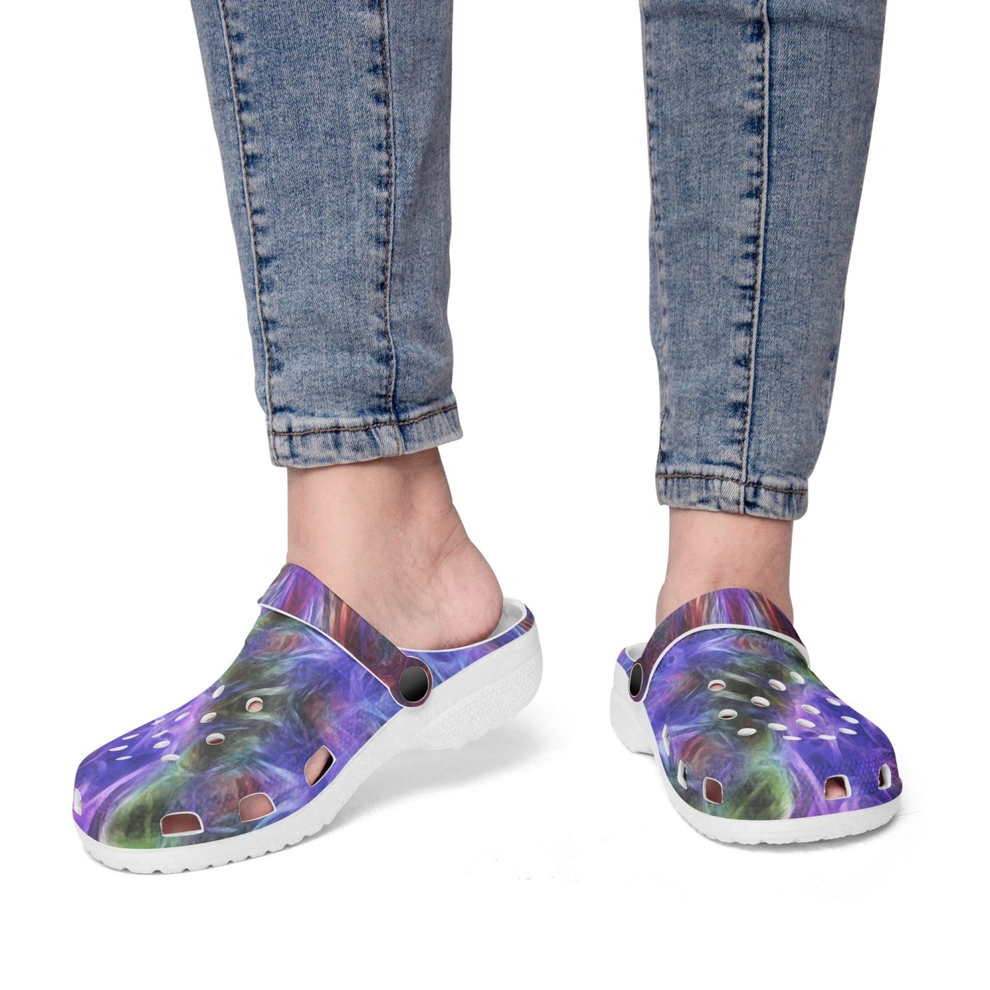 Purple Kaleidoscope 413. All Over Printed Clogs