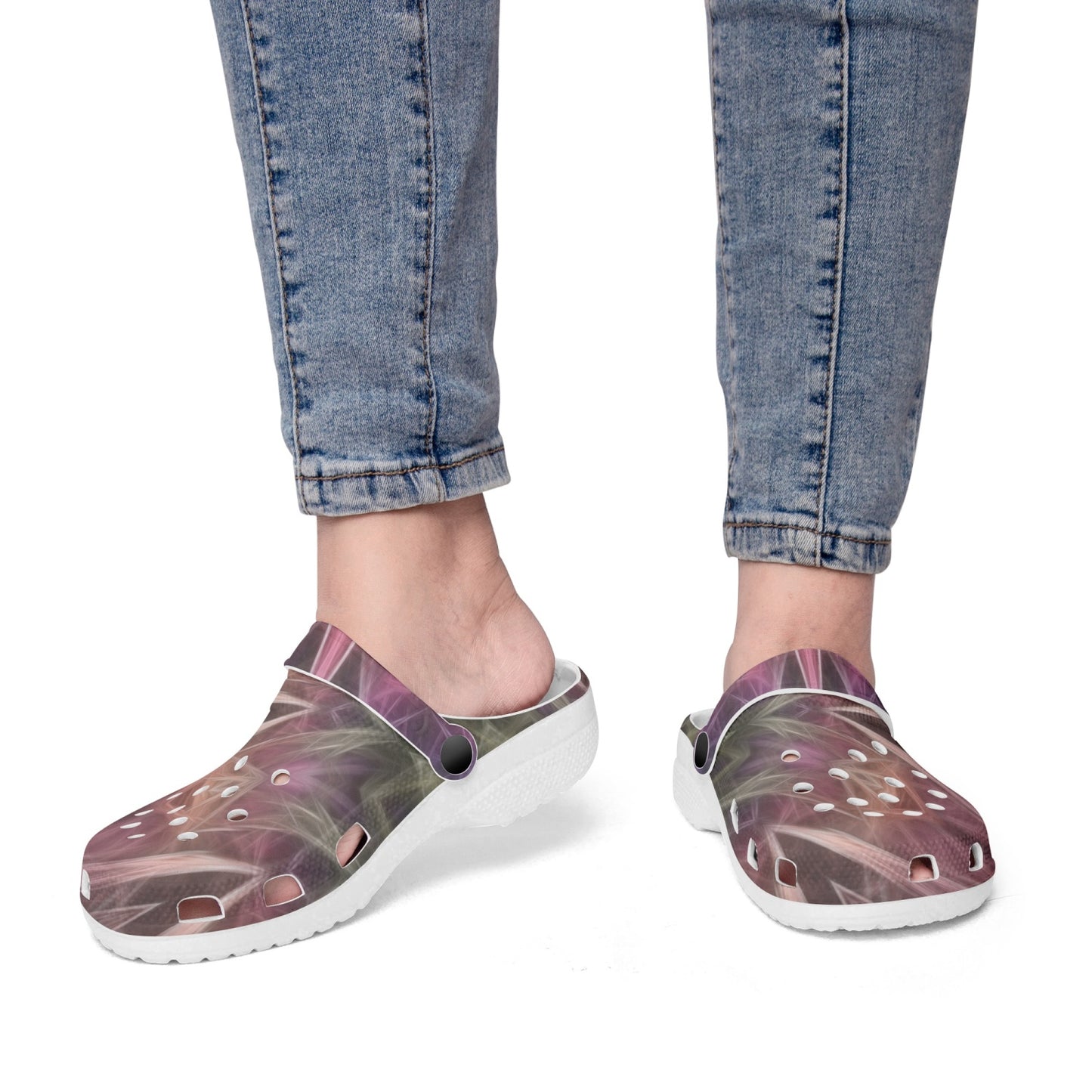 Pink Purple Kaleidoscope 413. All Over Printed Clogs