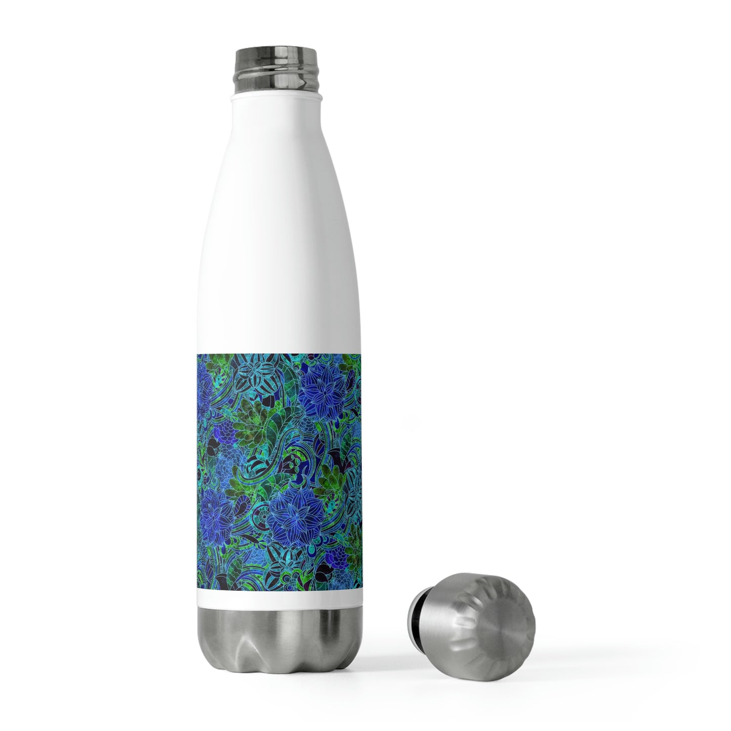 Blue Green Flower Pattern 20oz Insulated Bottle