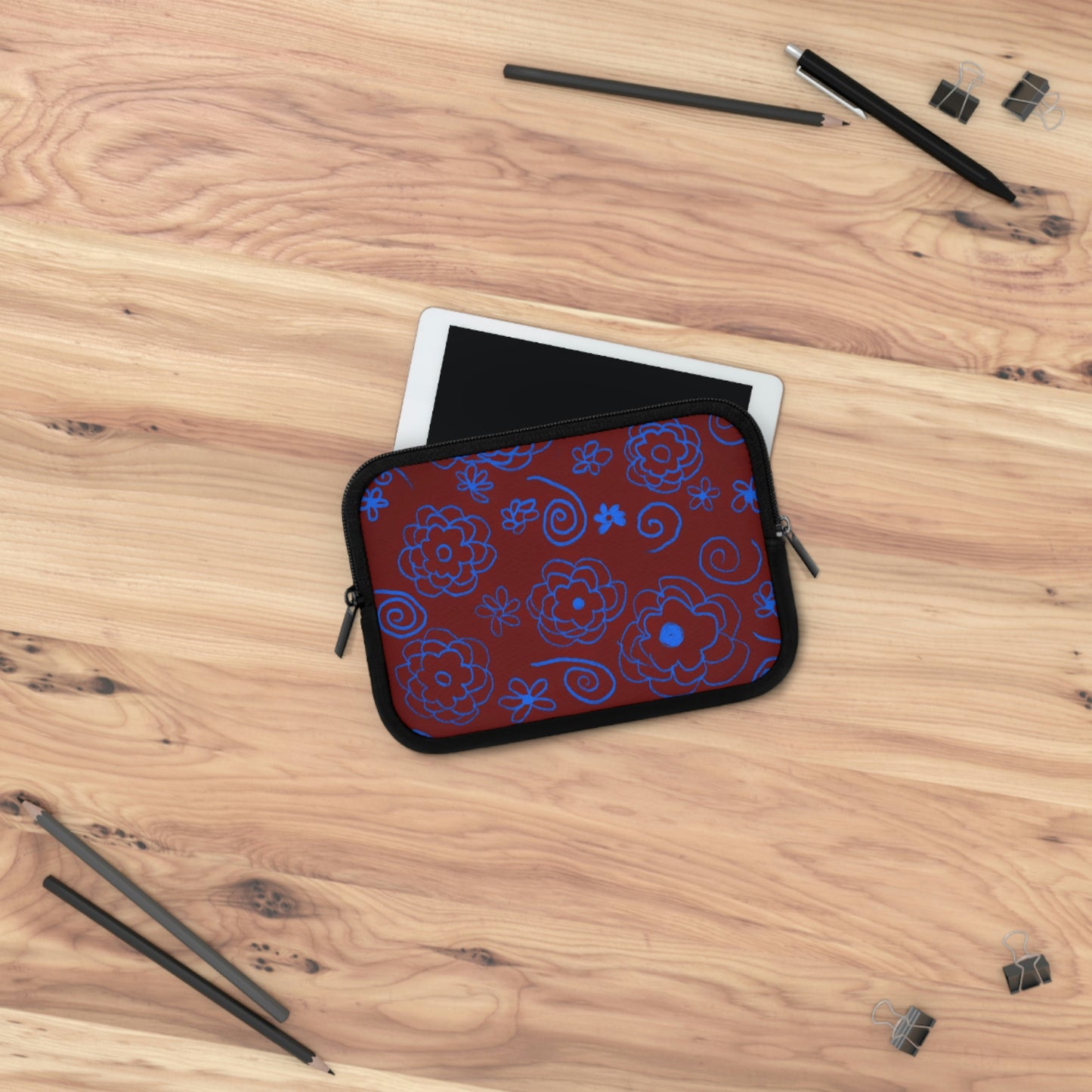 Blue Flower Drawing Laptop Sleeve