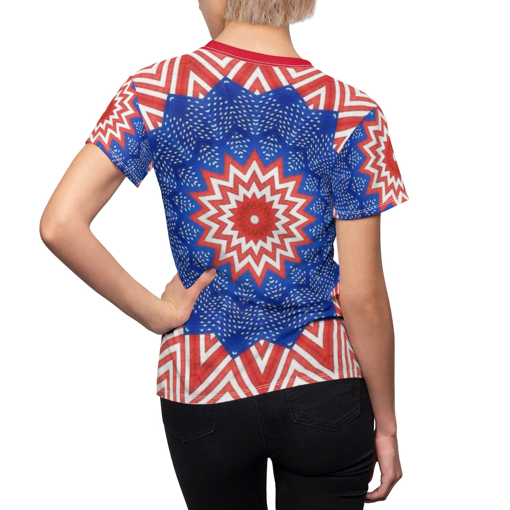 Stars and Stripes Pattern Women's AOP Cut & Sew Tee