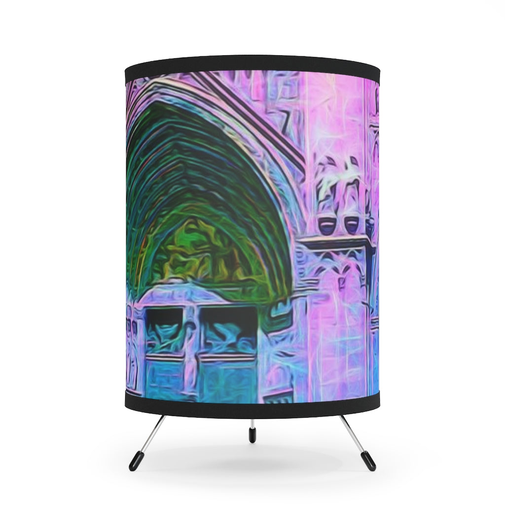 Cathedral Doors In Pink and Blue Tripod Lamp with High-Res Printed Shade, US\CA plug