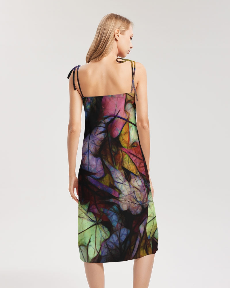 Fall Leaves Abstract Women's Tie Strap Split Dress
