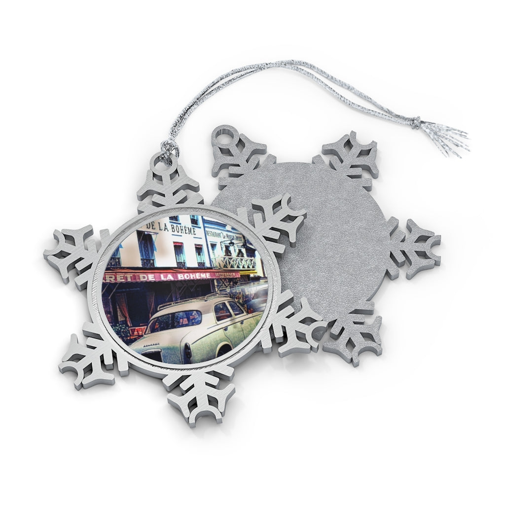 French Street 1967 Pewter Snowflake Ornament
