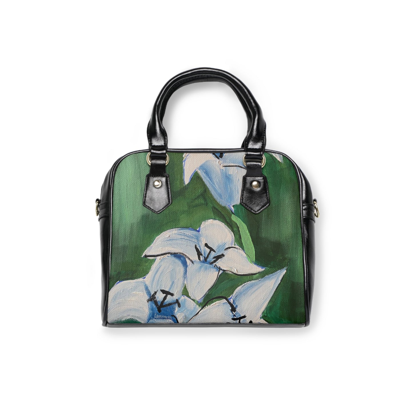 Lilies In Blue Shoulder Handbag