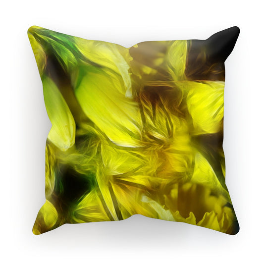 Abstract Yellow Daffodils Cushion