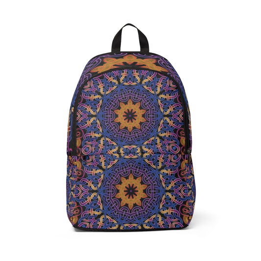 Blue Gold Celtic Kaleidoscope Unisex Fabric Backpack